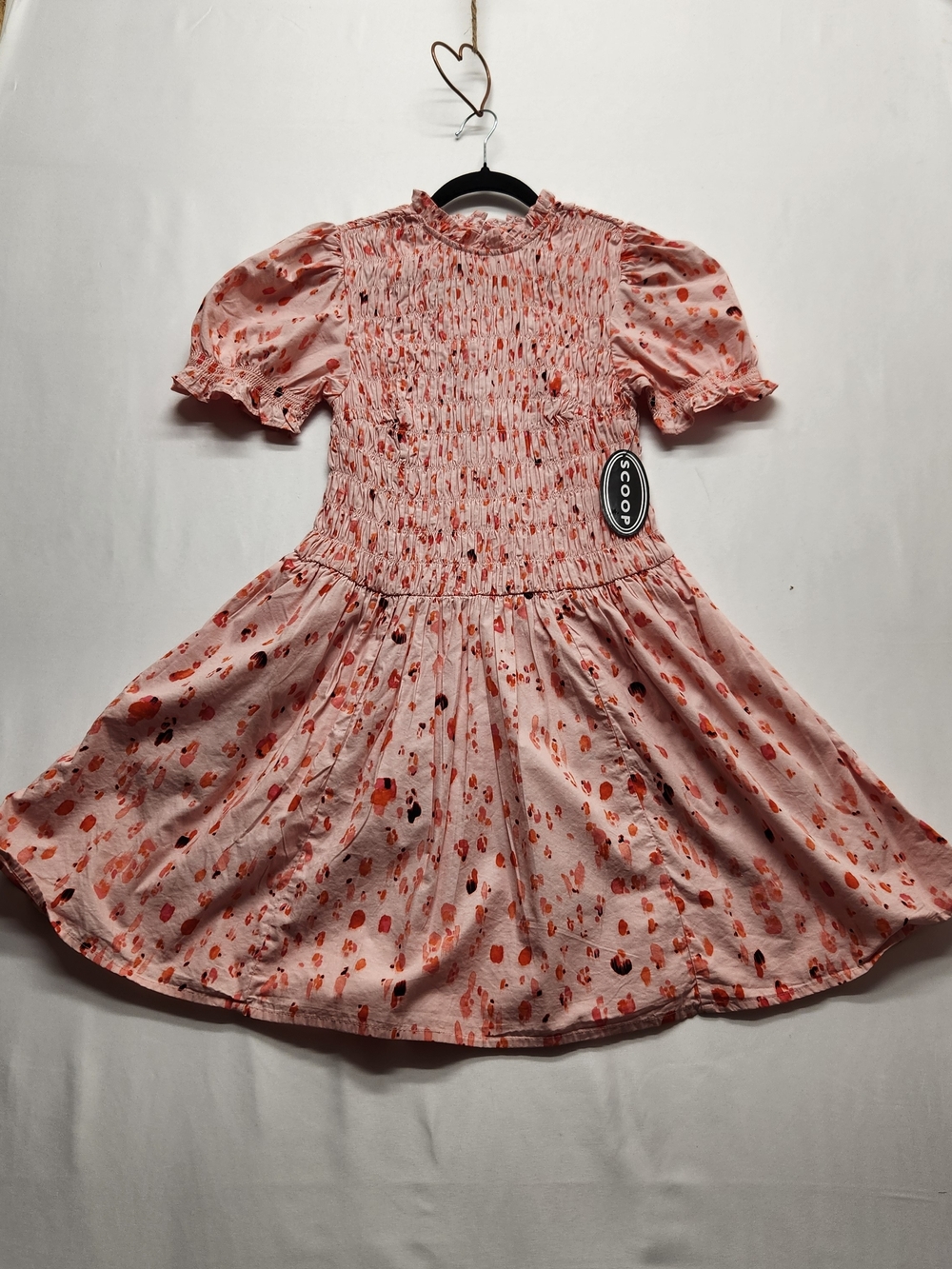⭐️NWT Scoop Smocked Floral Mini Dress Pink Cottagecore Coquette Puff Sleeve Sm
